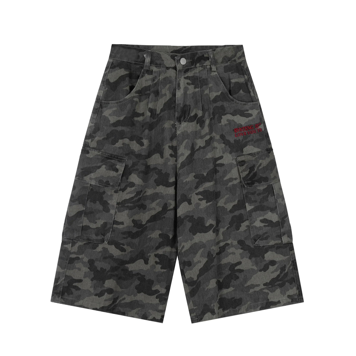 Camo Wide-Leg Cargo Shorts