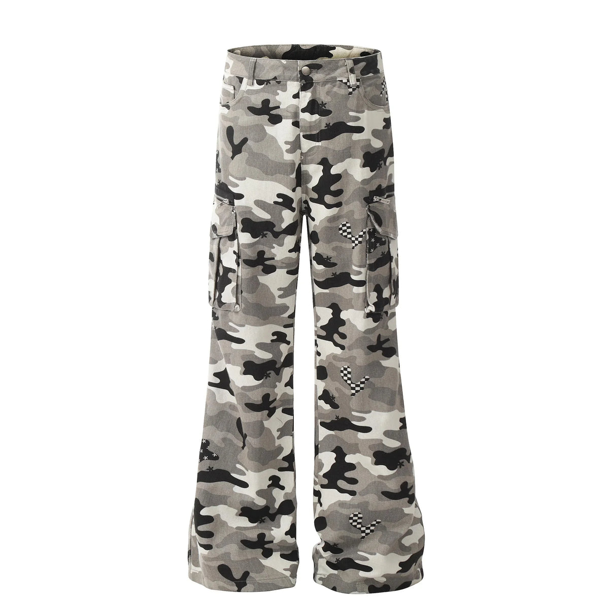 Grey Pattern Cargo Pants