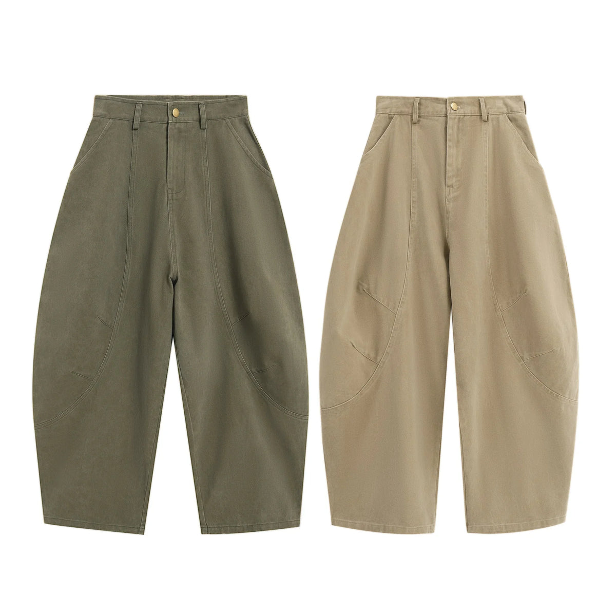 Curved-Cut Barrel Pants