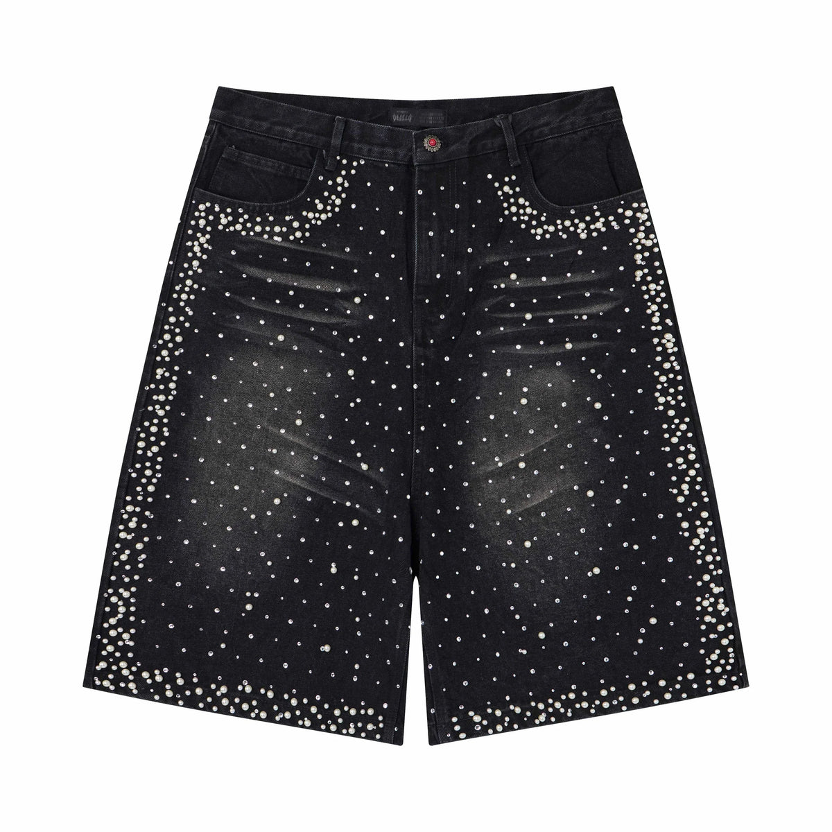 Pearl Studded Denim Shorts