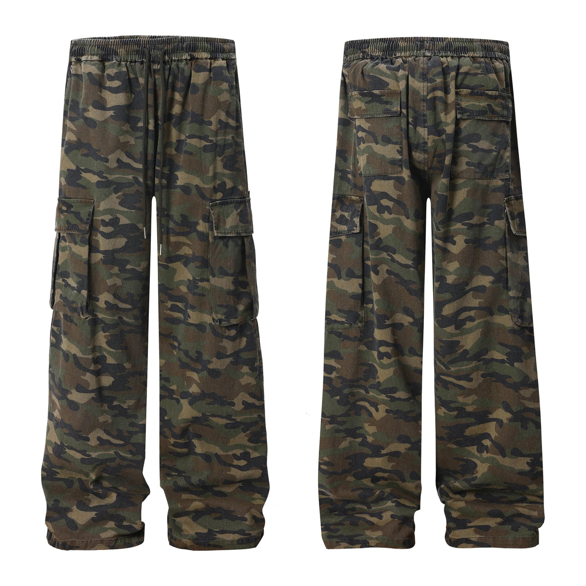 Camo Wide-Leg Cargo Pants