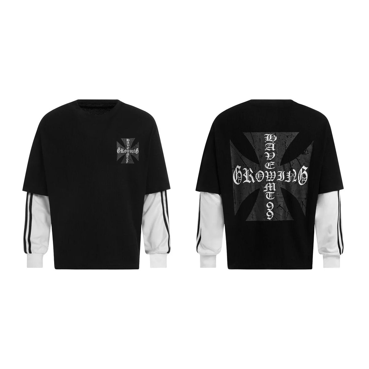 Layered Gothic Cross Long Sleeve Tee
