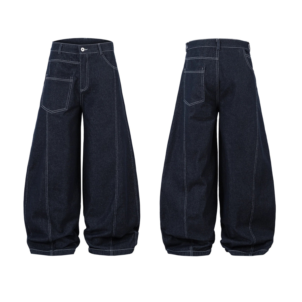Balloon Silhouette Wide-Leg Jeans