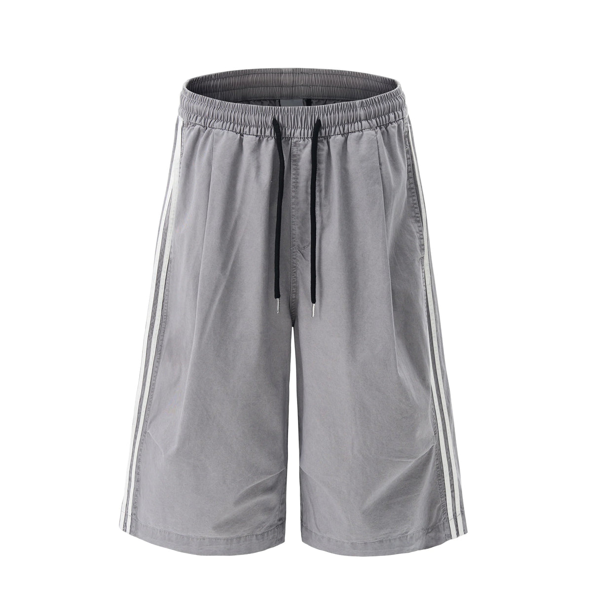 Washed Wide-Leg Stripe Shorts