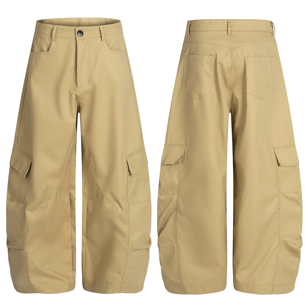 Curved Seam Cargo Pants – Khaki