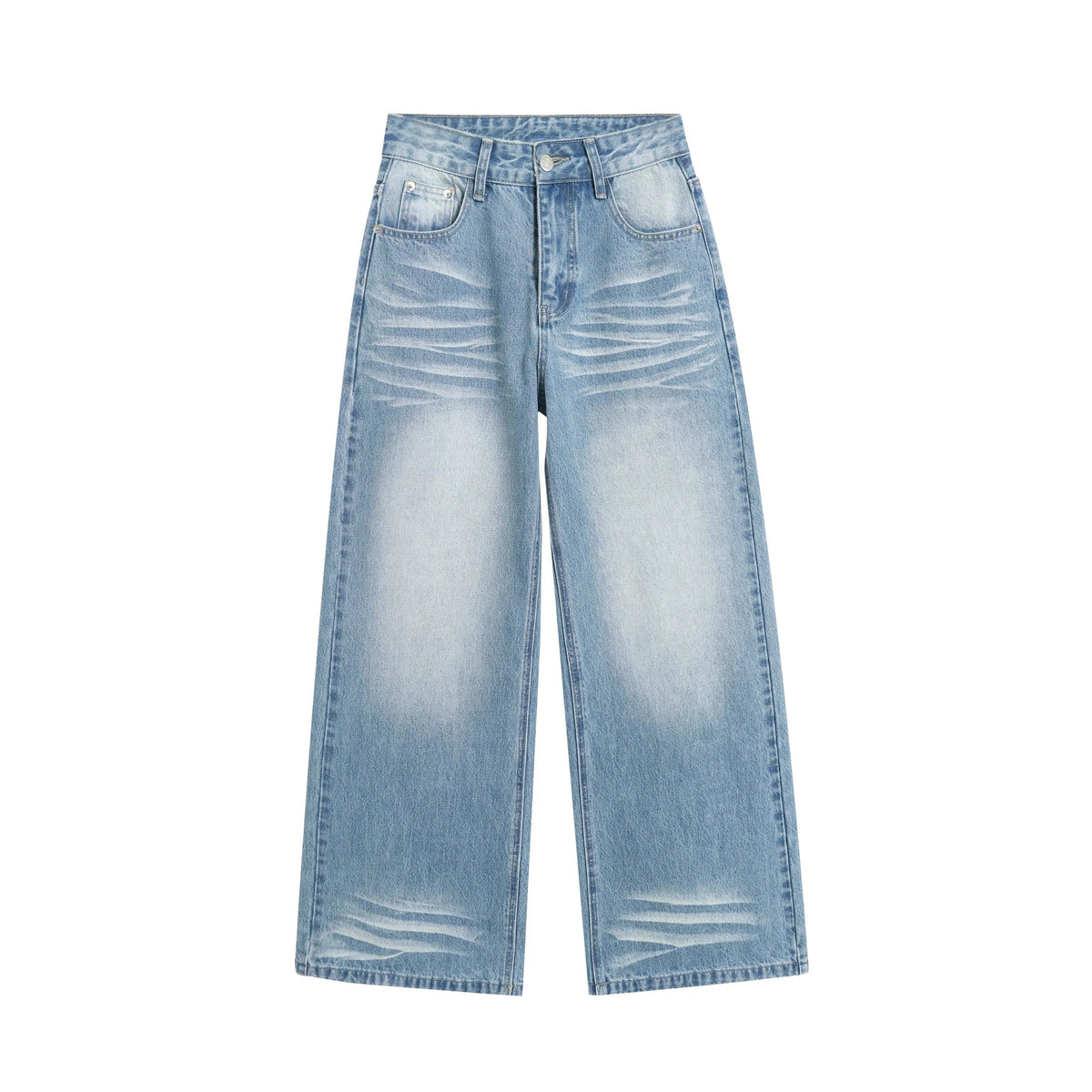 Faded Wide-Leg Denim Pants