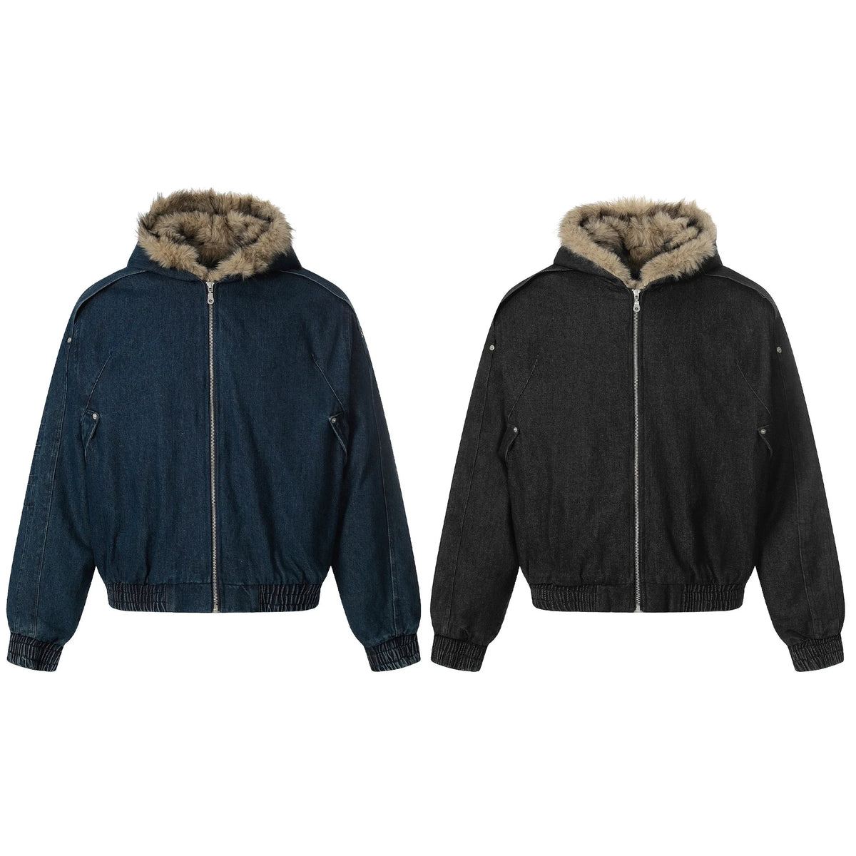 Detachable Fur-Collar Denim Jacket