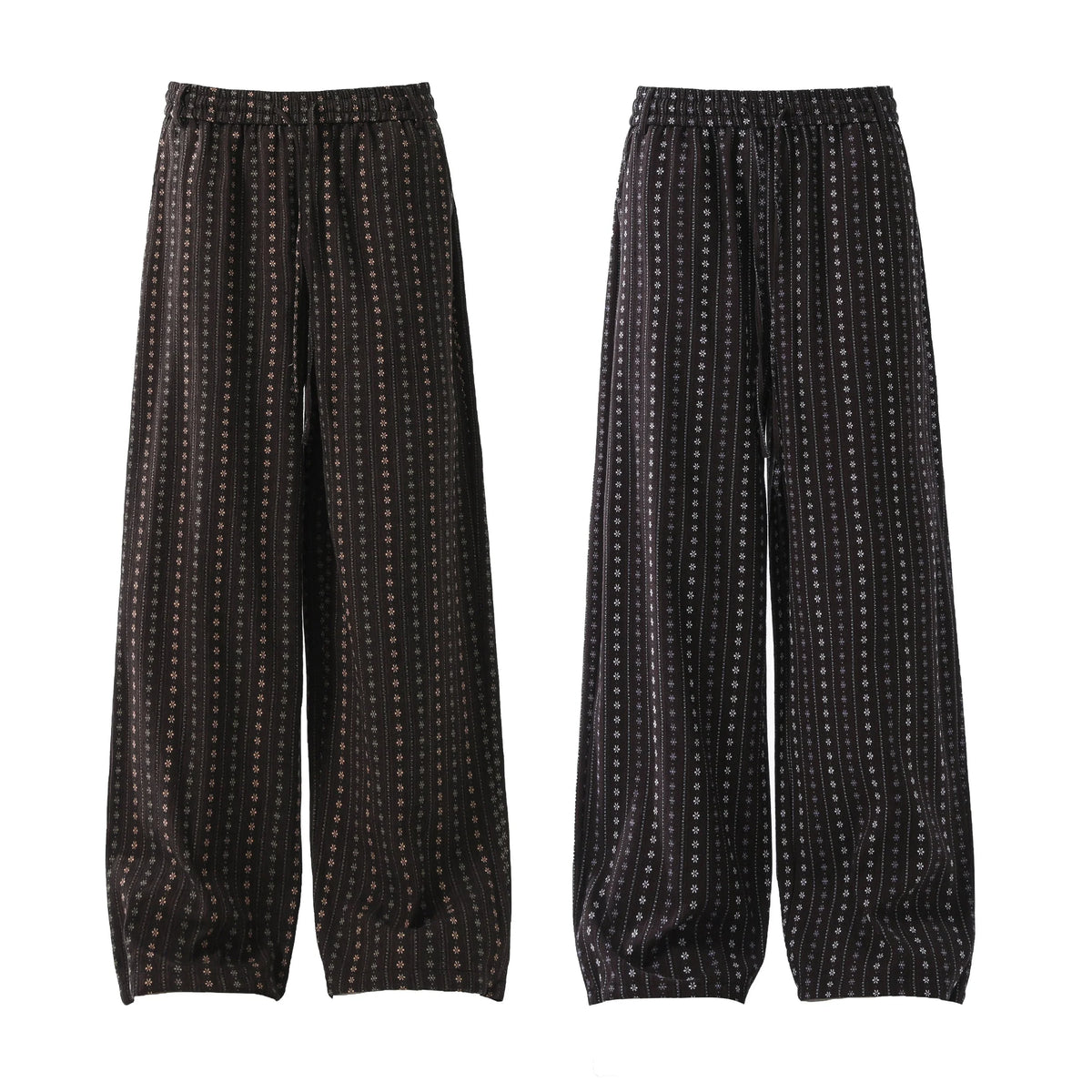 Vintage Stripe Wide-Leg Cotton Pants