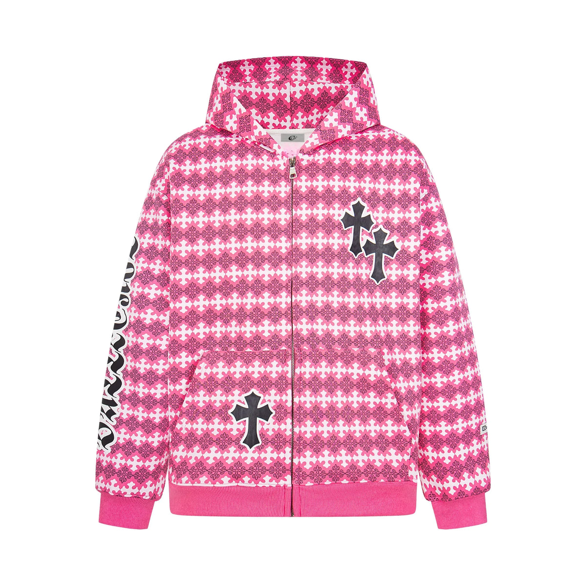 Gothic Pattern Full-Zip Hoodie