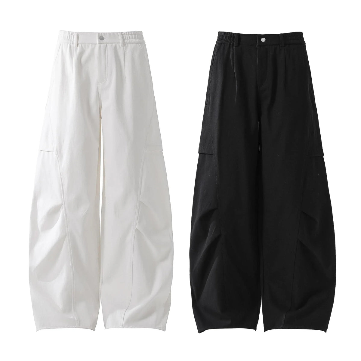 Minimal Panel Wide-Leg Cotton Pants