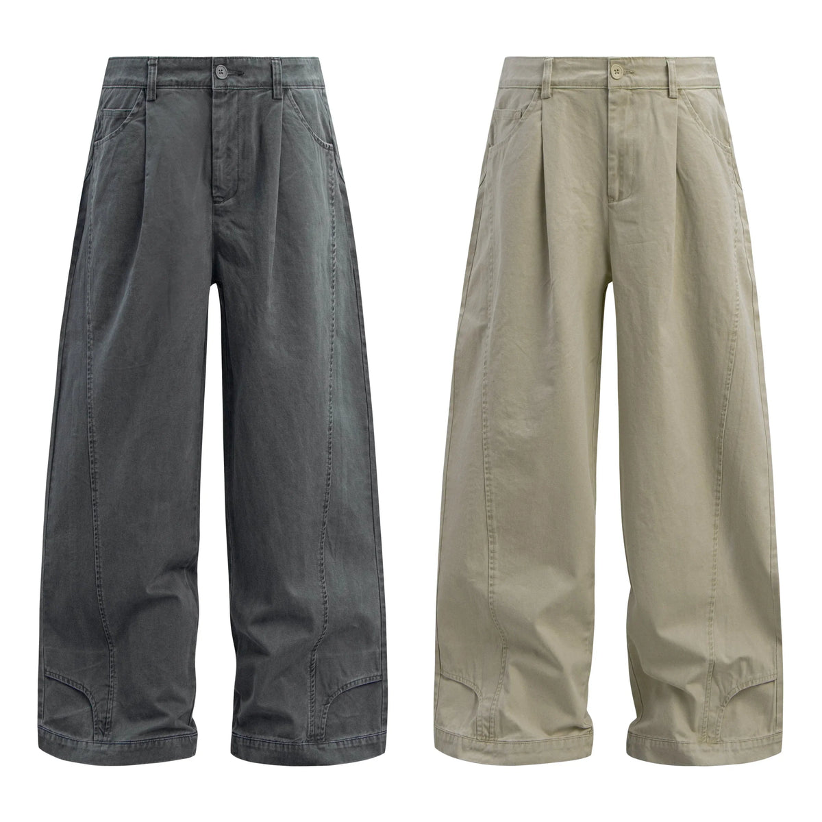 Wide-Leg Washed Cotton Pants