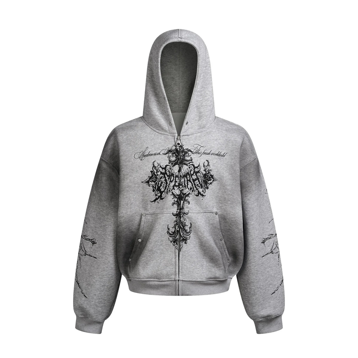 Gothic Cross Zip Hoodie