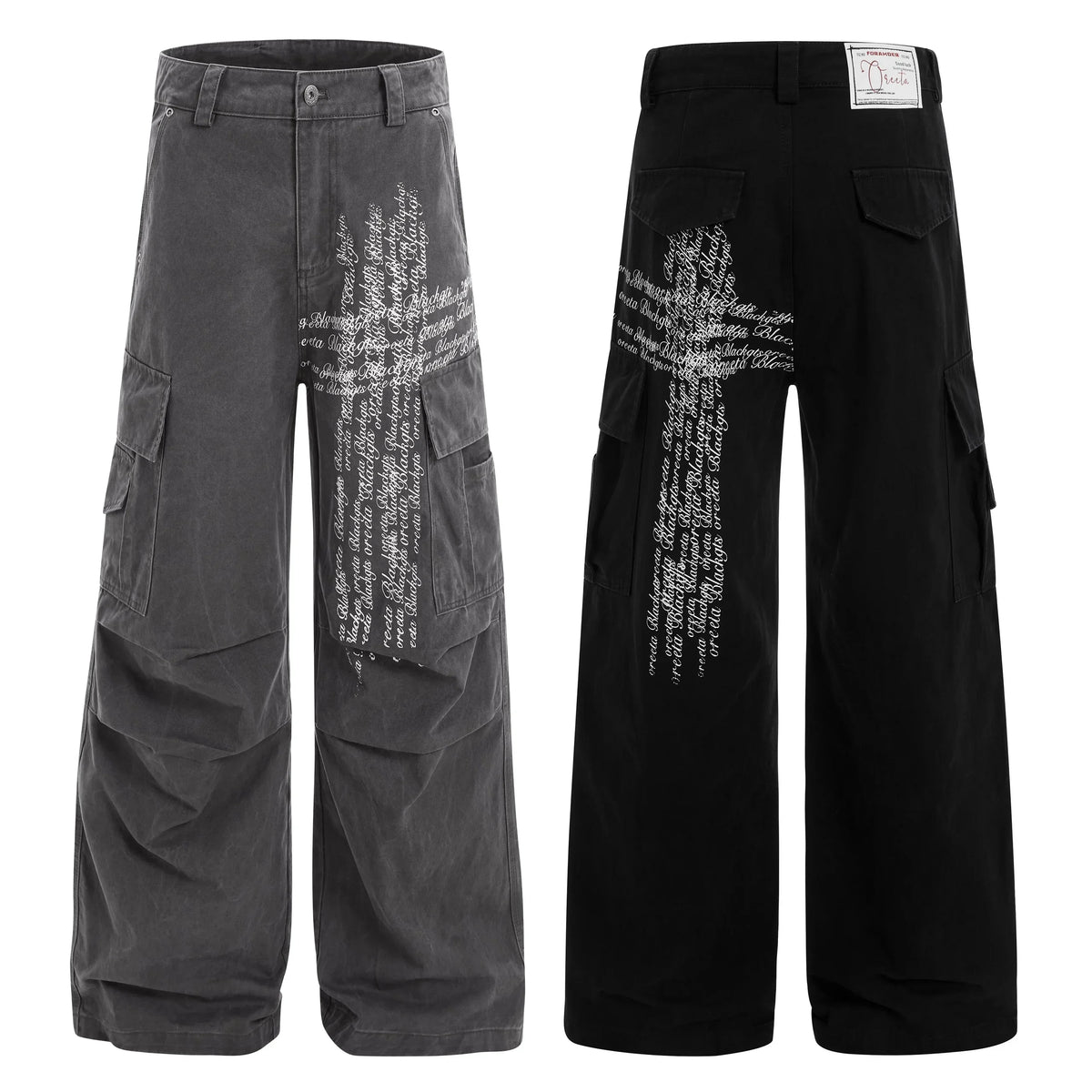 Cross Lettering Cargo Pants