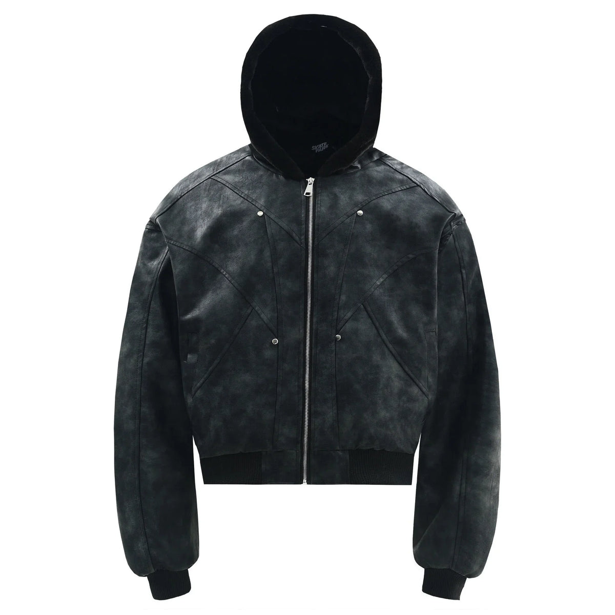 Hooded PU Leather Jacket