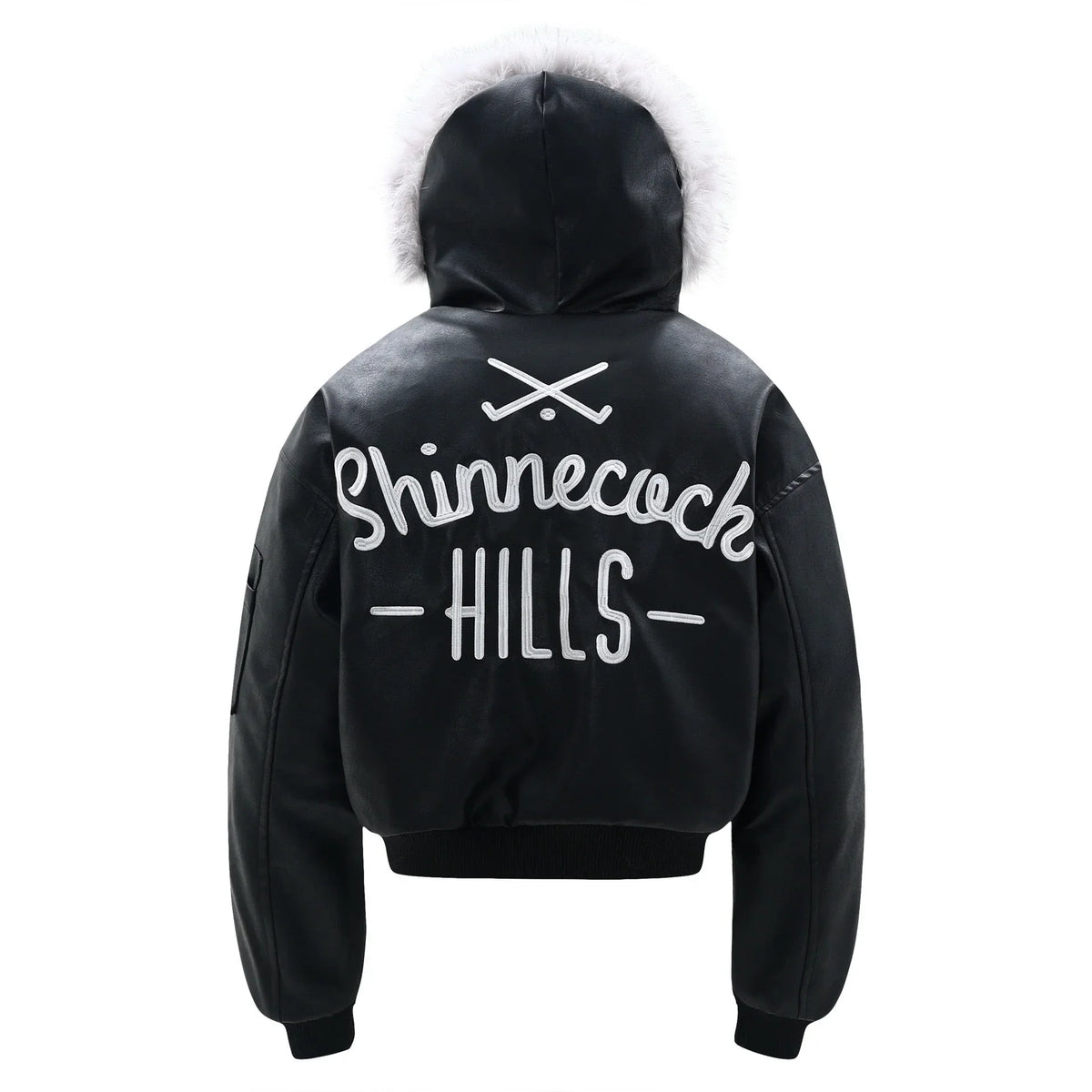 Fur-Trim PU Bomber Jacket