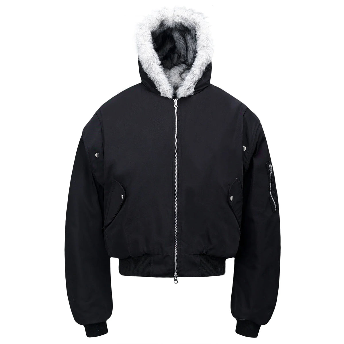 Fur-Trimmed Nylon Bomber Jacket