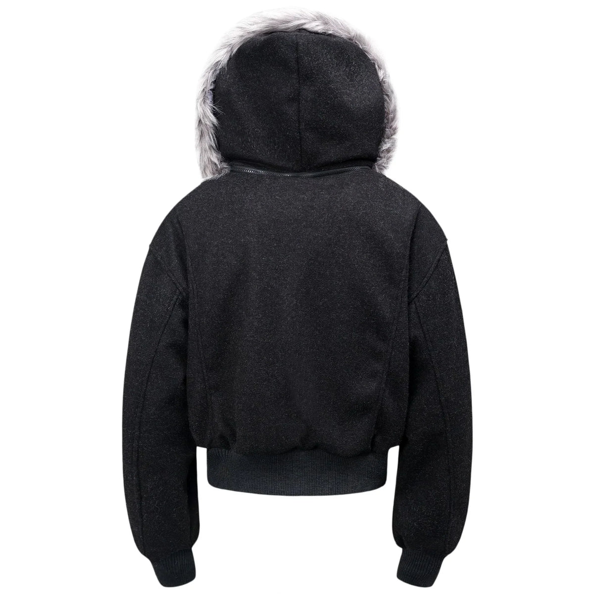 Fur-Hood Athletic Zip Jacket