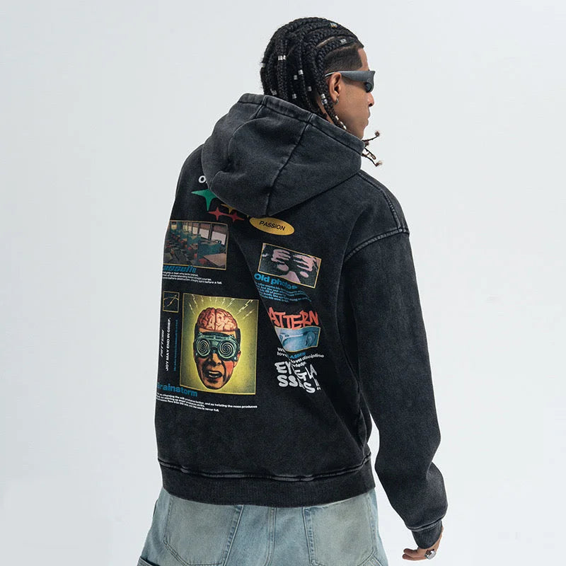 Graphic Washed Pullover Hoodie