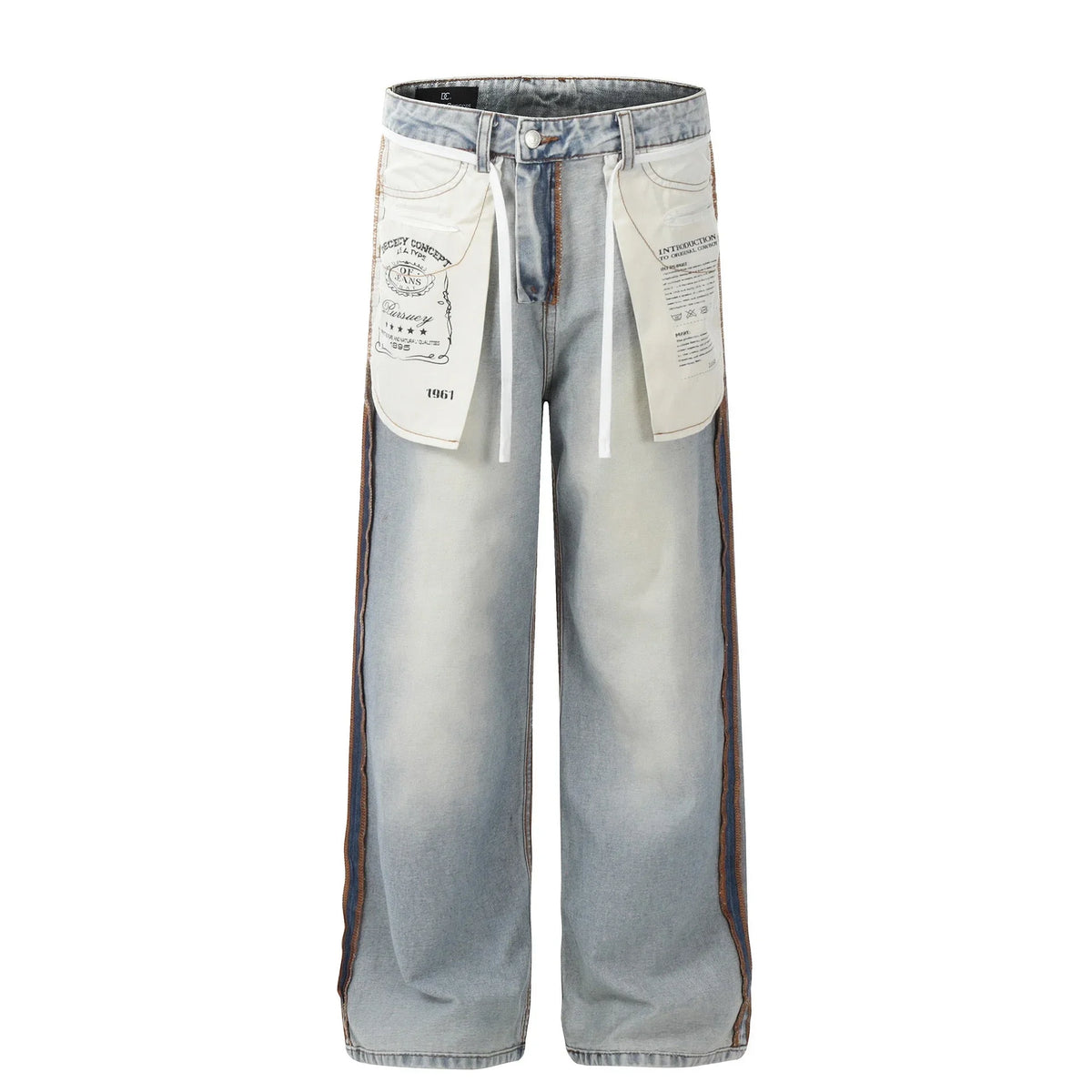 Vintage Panel-Detail Wide-Leg Jeans