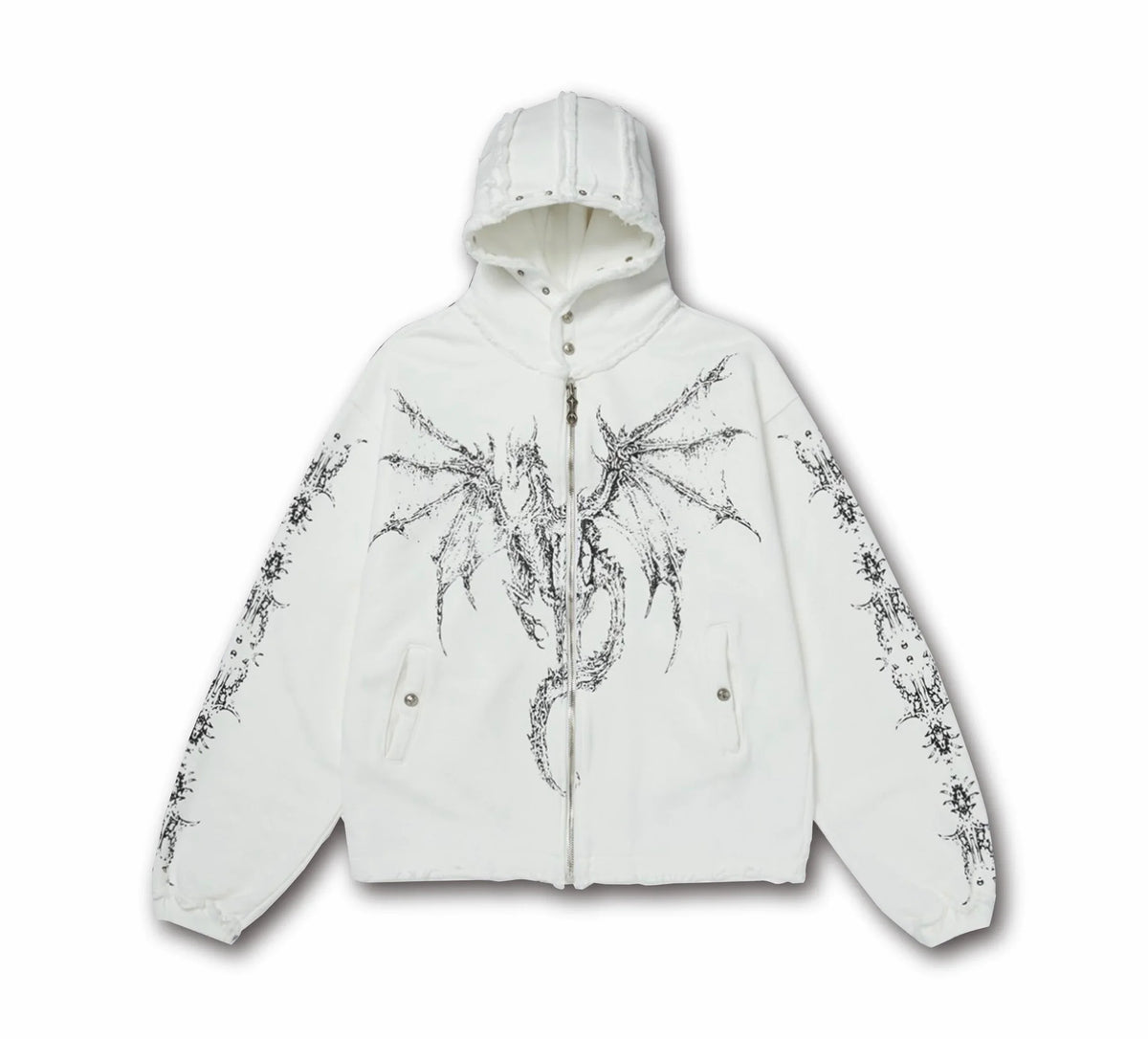 Gothic Dragon Graphic Zip-Up Hoodie