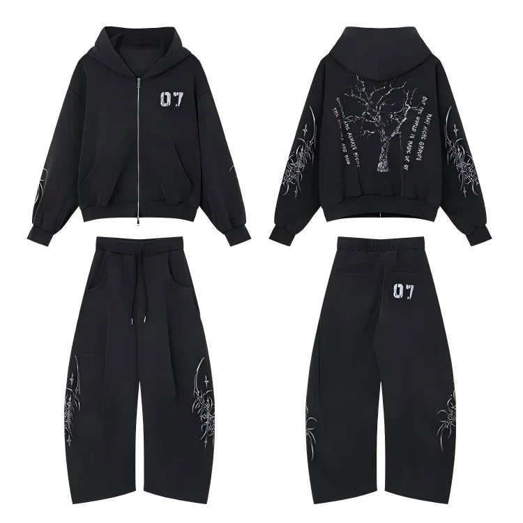 Gothic Vine Zip Hoodie Set