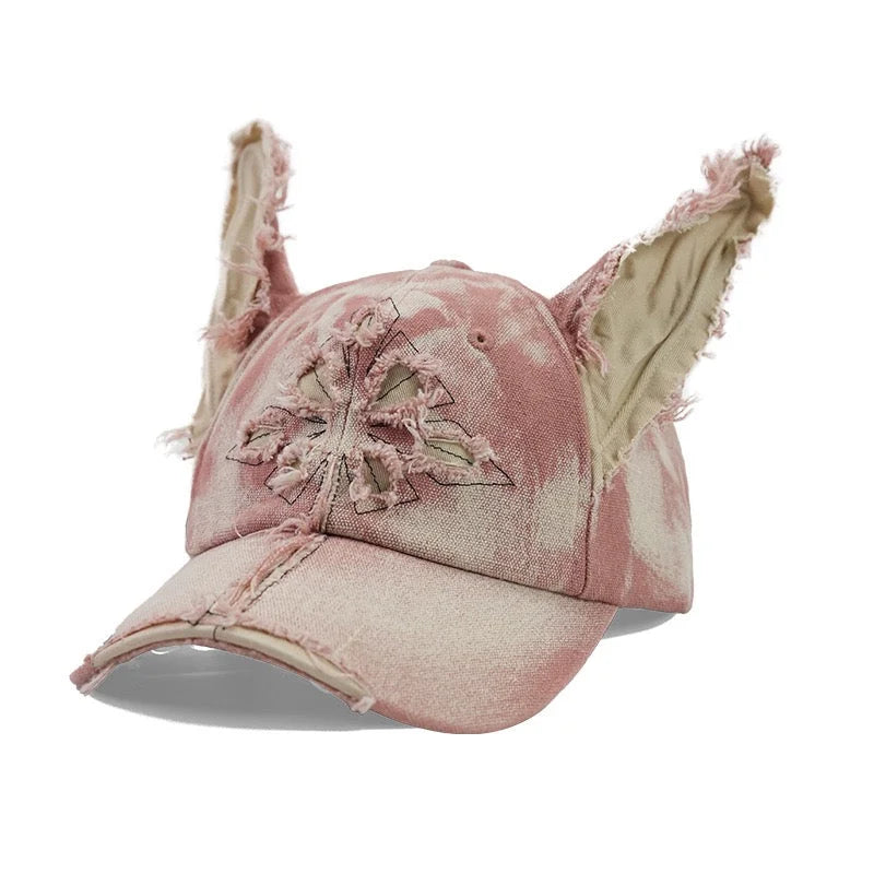 Doberman Washed Denim Ear Baseball Cap