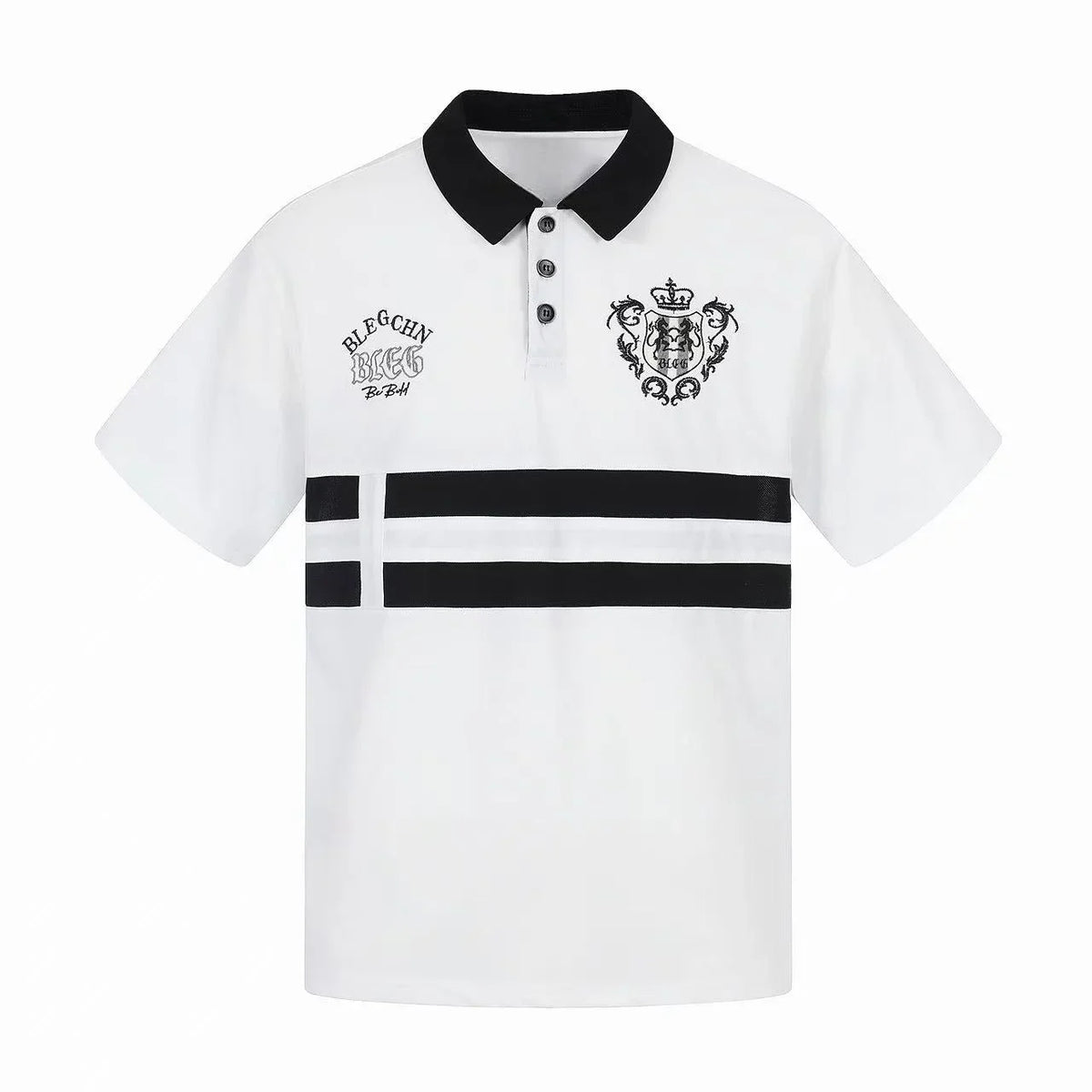 “Classic Stripe Crest Polo Tee”