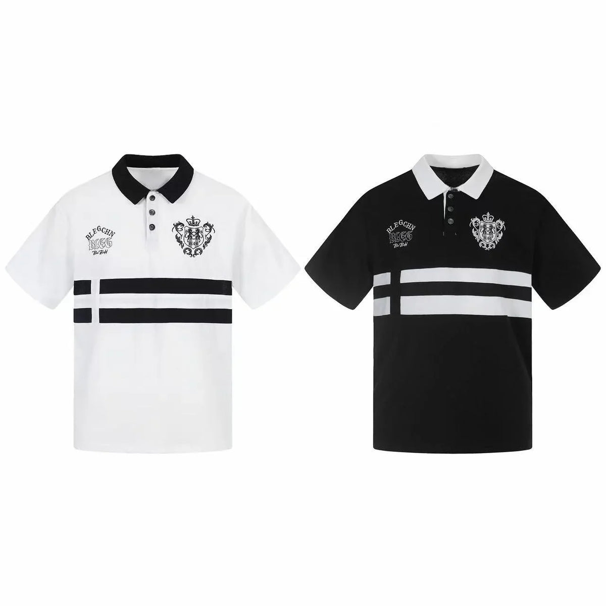 “Classic Stripe Crest Polo Tee”