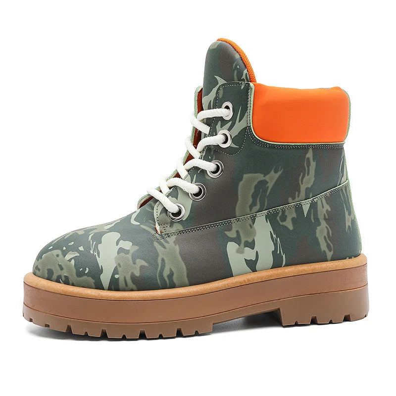 Camo Platform Combat Boots