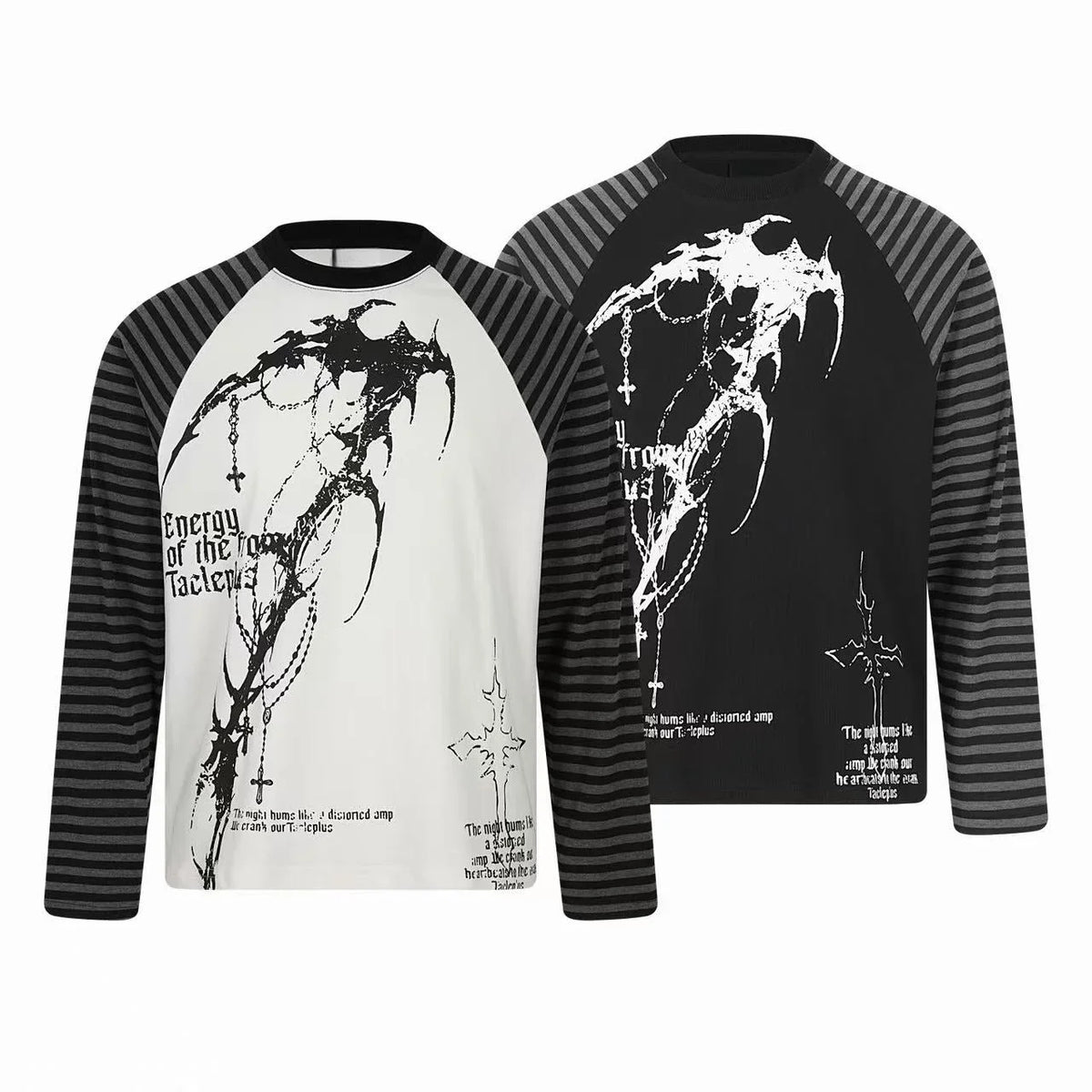 Gothic Stripe Raglan Long Sleeve Tee