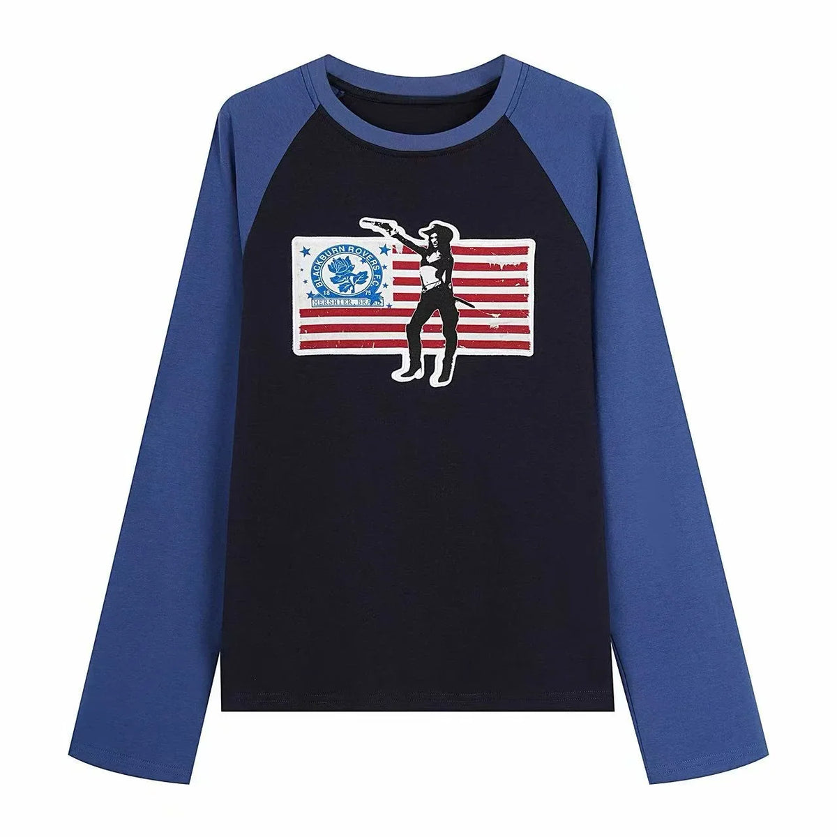 Contrast Raglan Graphic Long Sleeve Tee