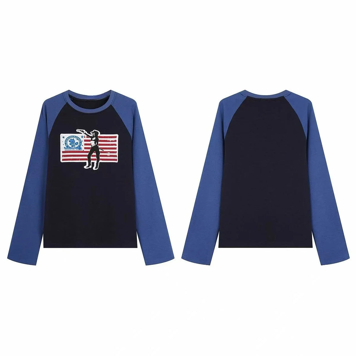 Contrast Raglan Graphic Long Sleeve Tee