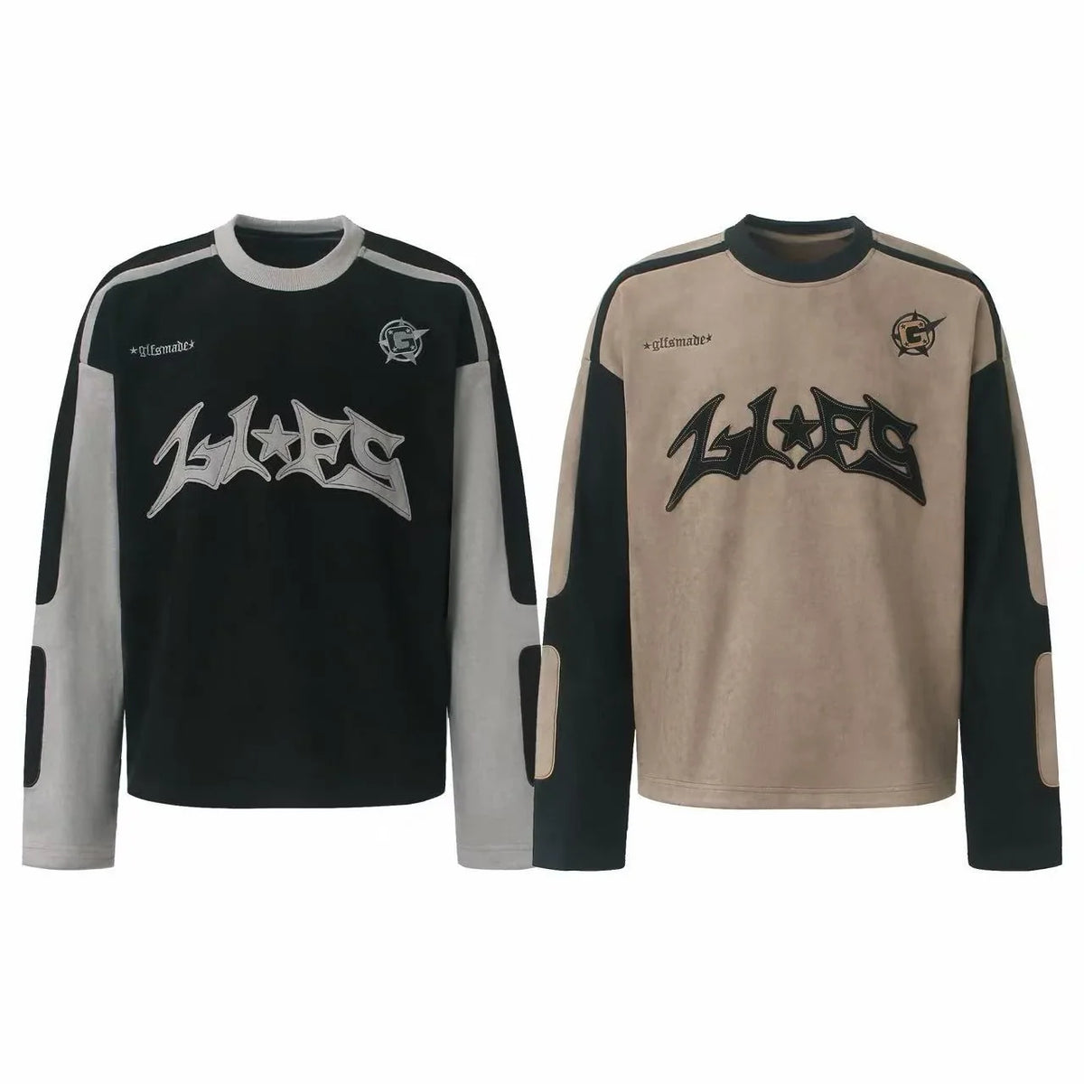 Contrast Panel Gothic Graphic Long Sleeve Tee