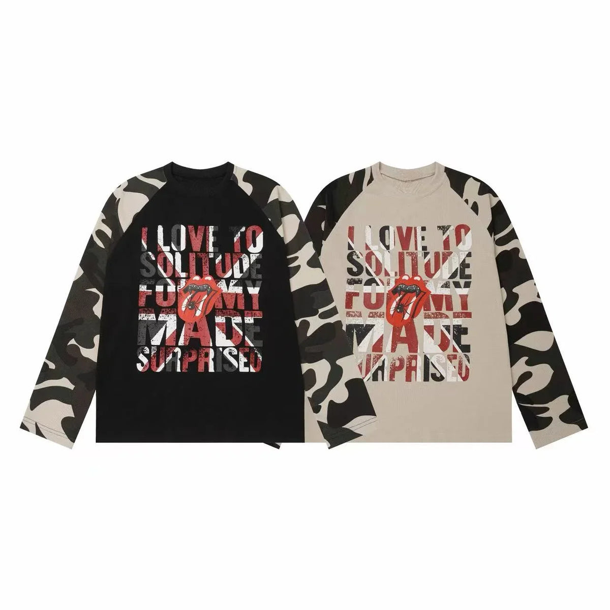Striped Sleeve Gothic Graphic Long Sleeve Tee