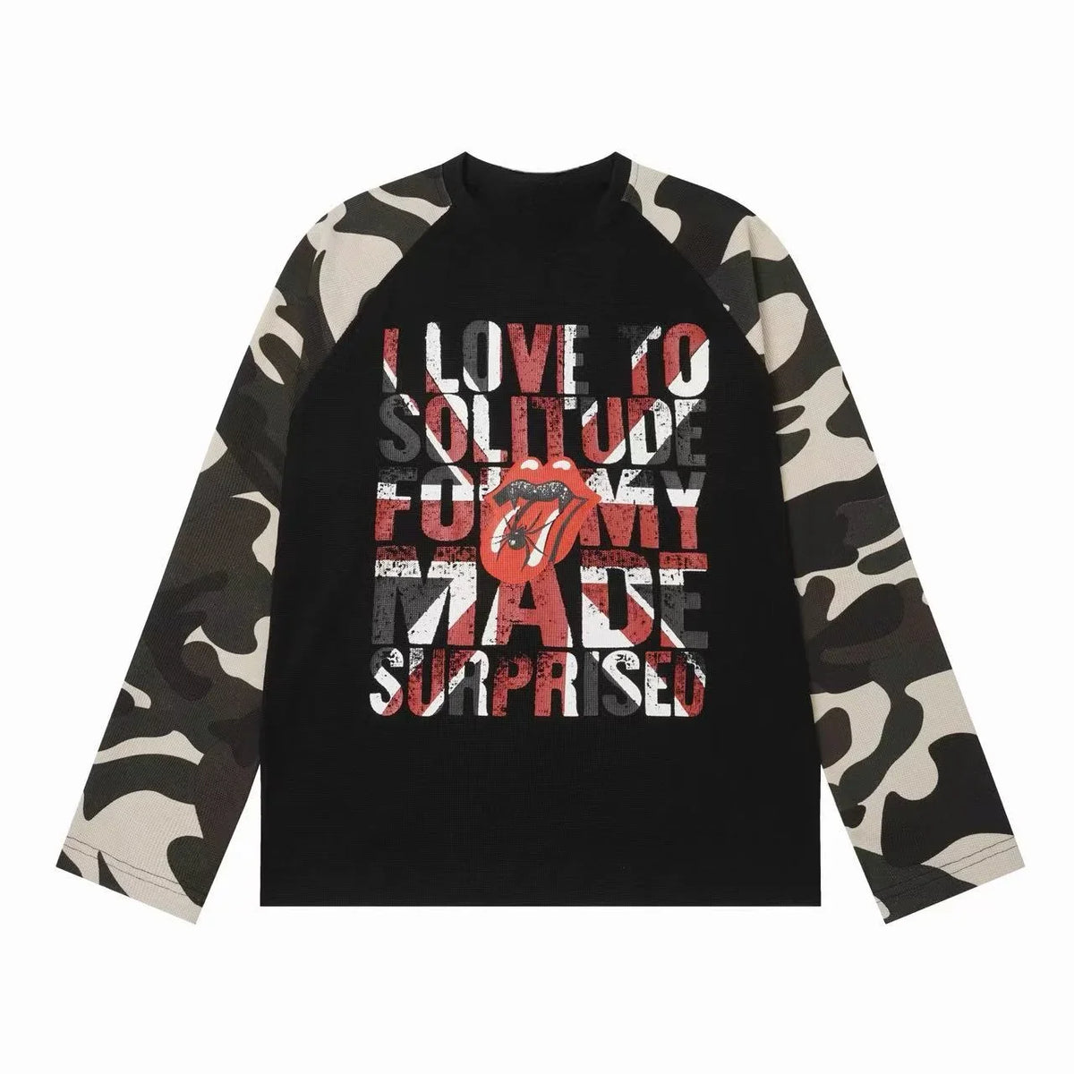 Striped Sleeve Gothic Graphic Long Sleeve Tee