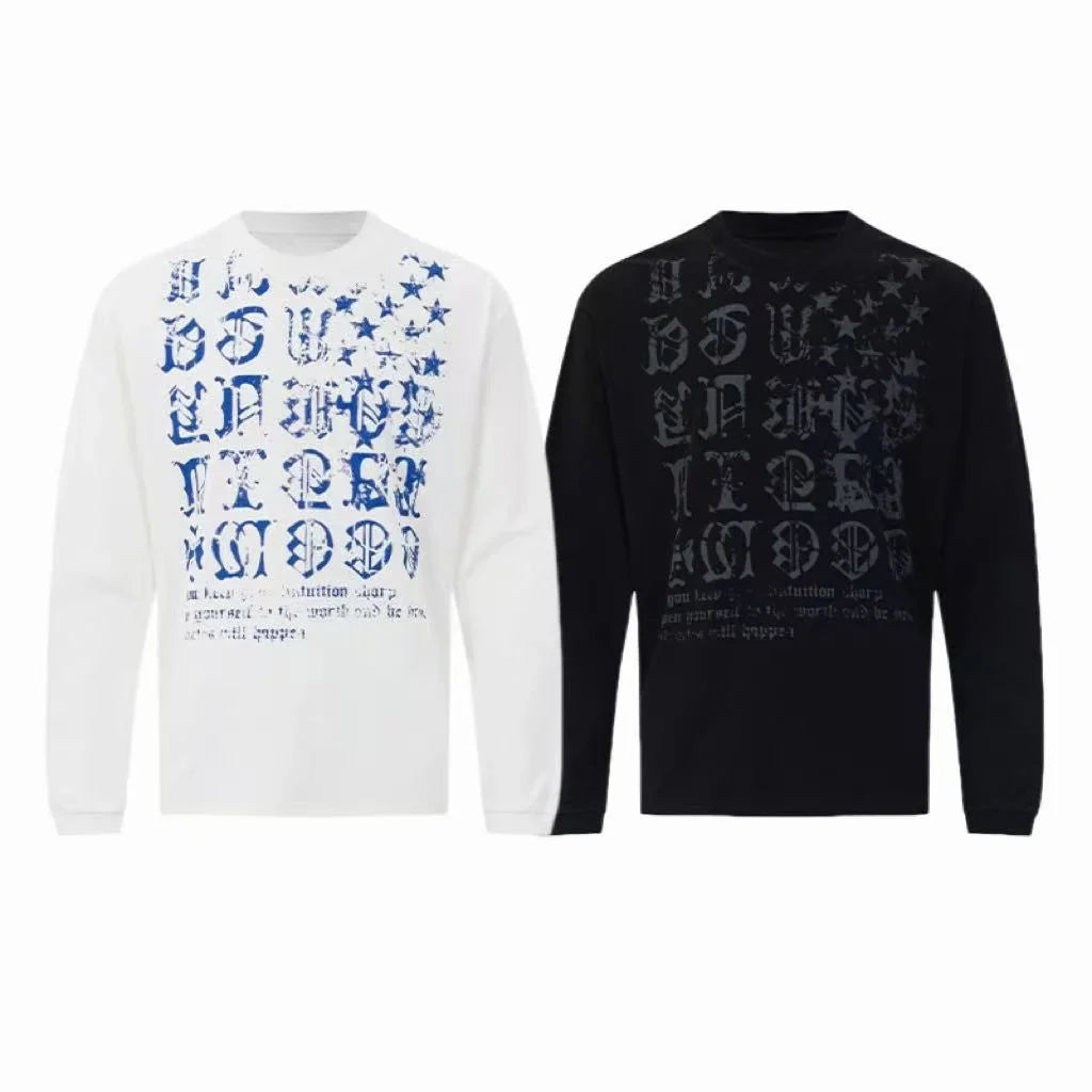 Distressed Gothic Graphic Long Sleeve Tee