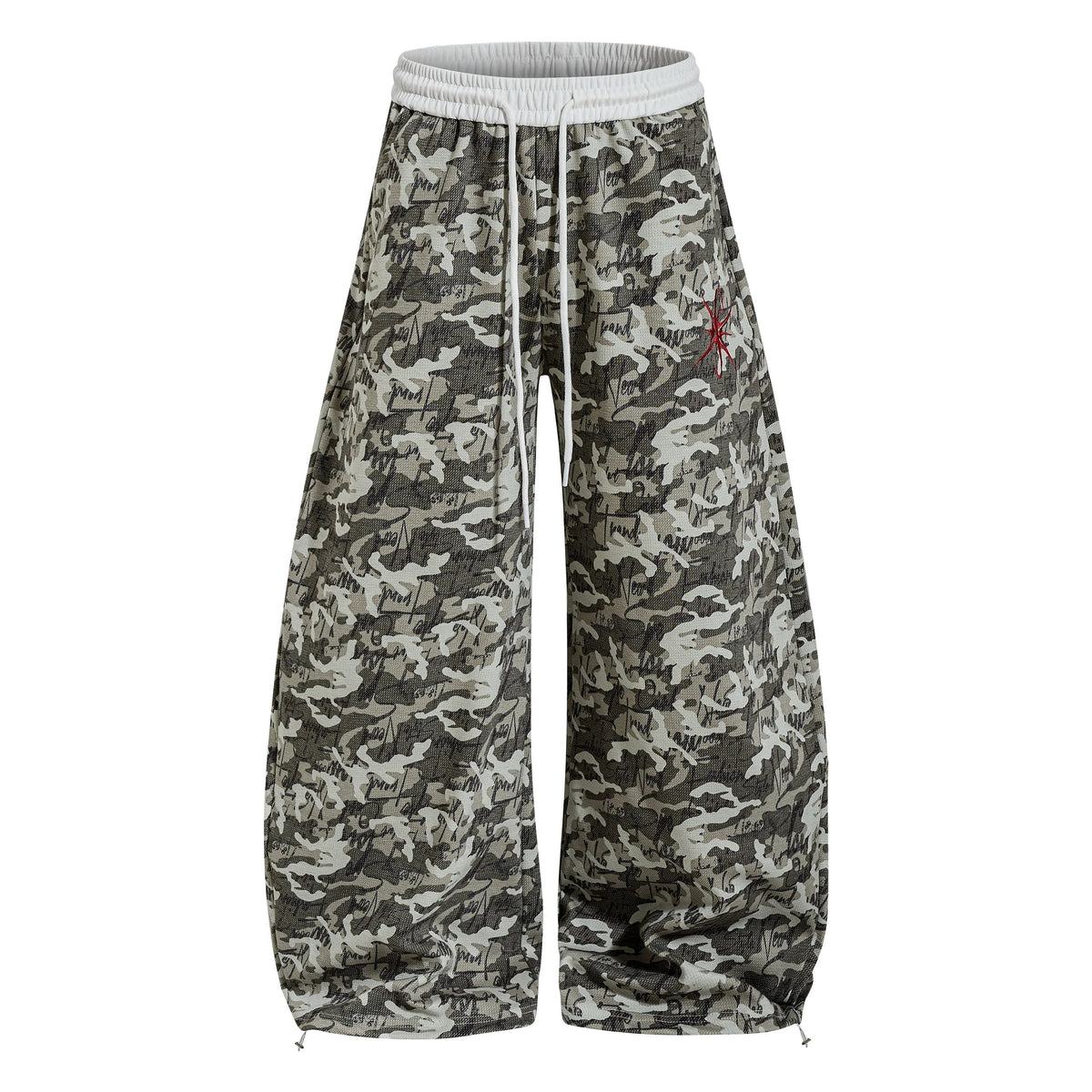 Camo Script Wide-Leg Pants