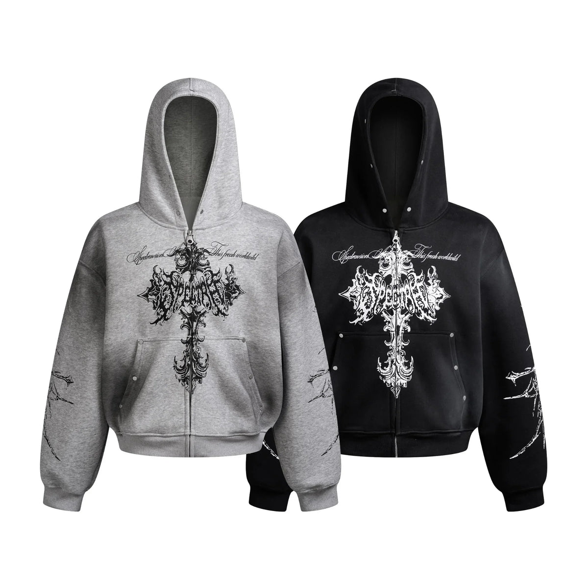 Gothic Cross Zip Hoodie