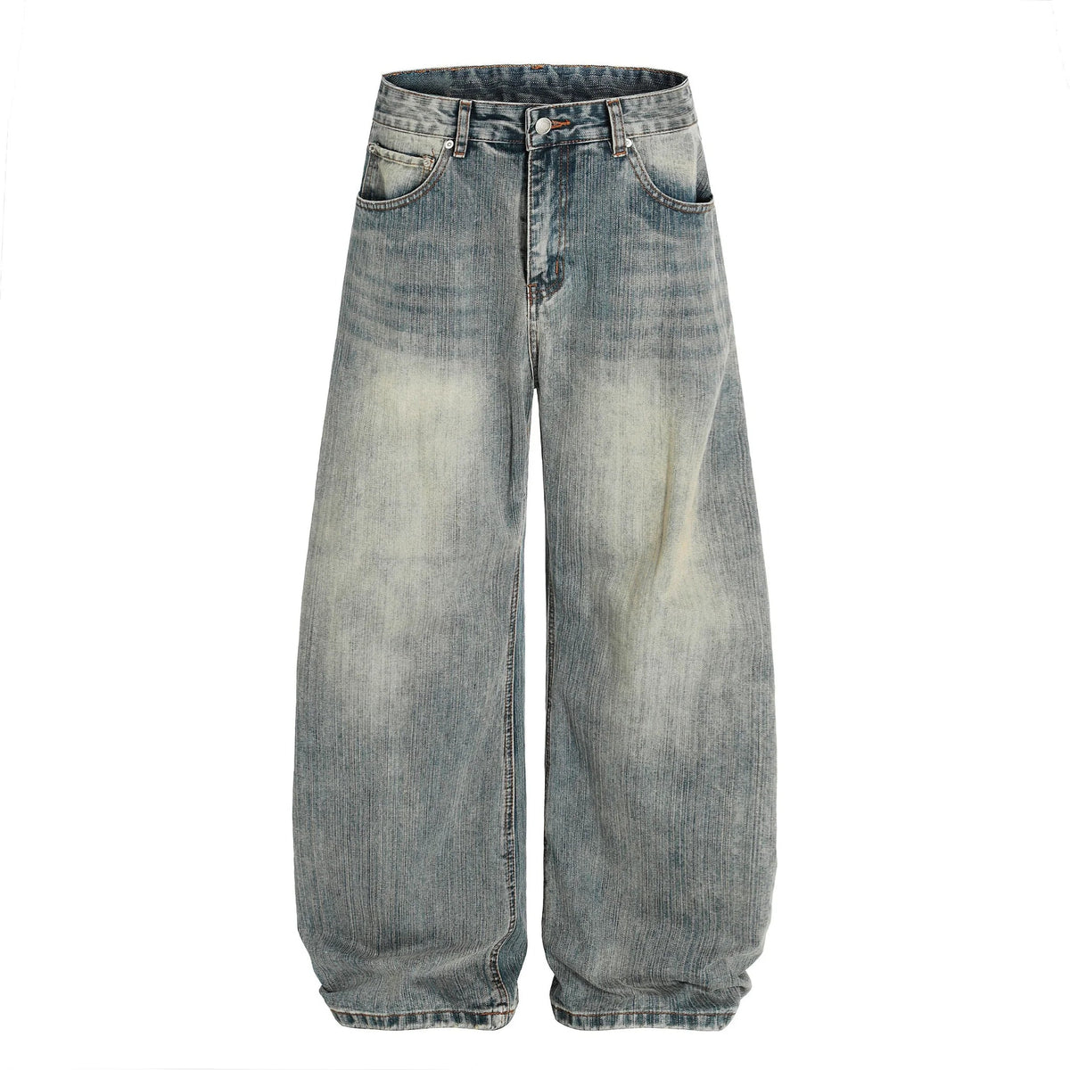 Washed Wide-Leg Denim Pants