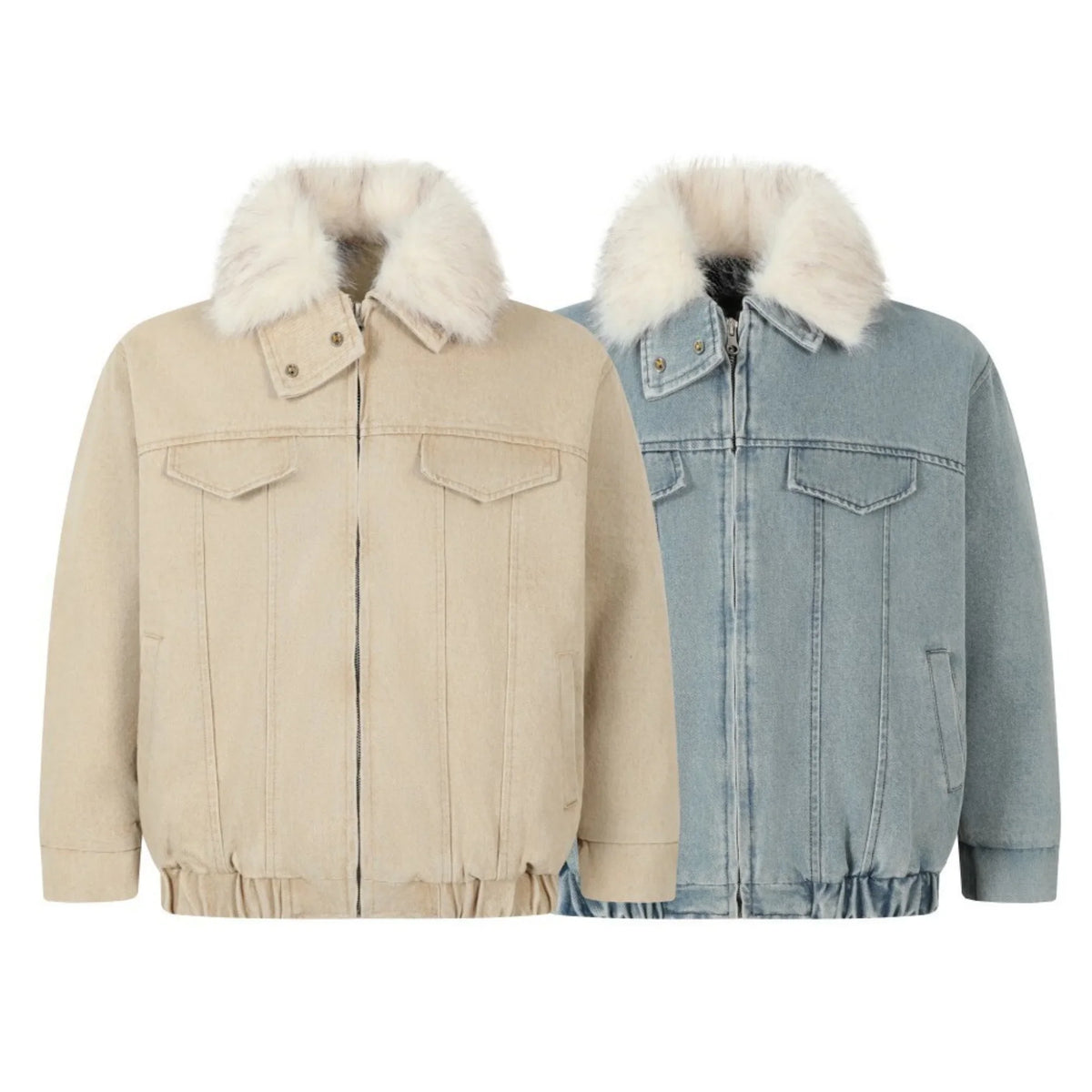 Faux Fur Collar Denim Jacket