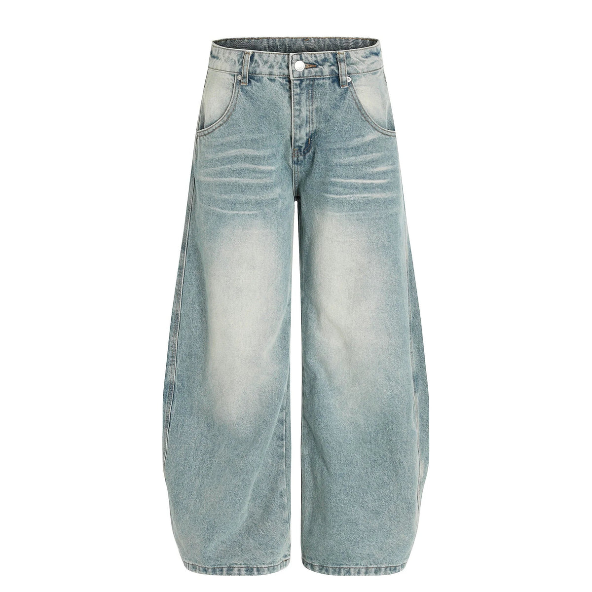 Light-Wash Barrel-Leg Jeans