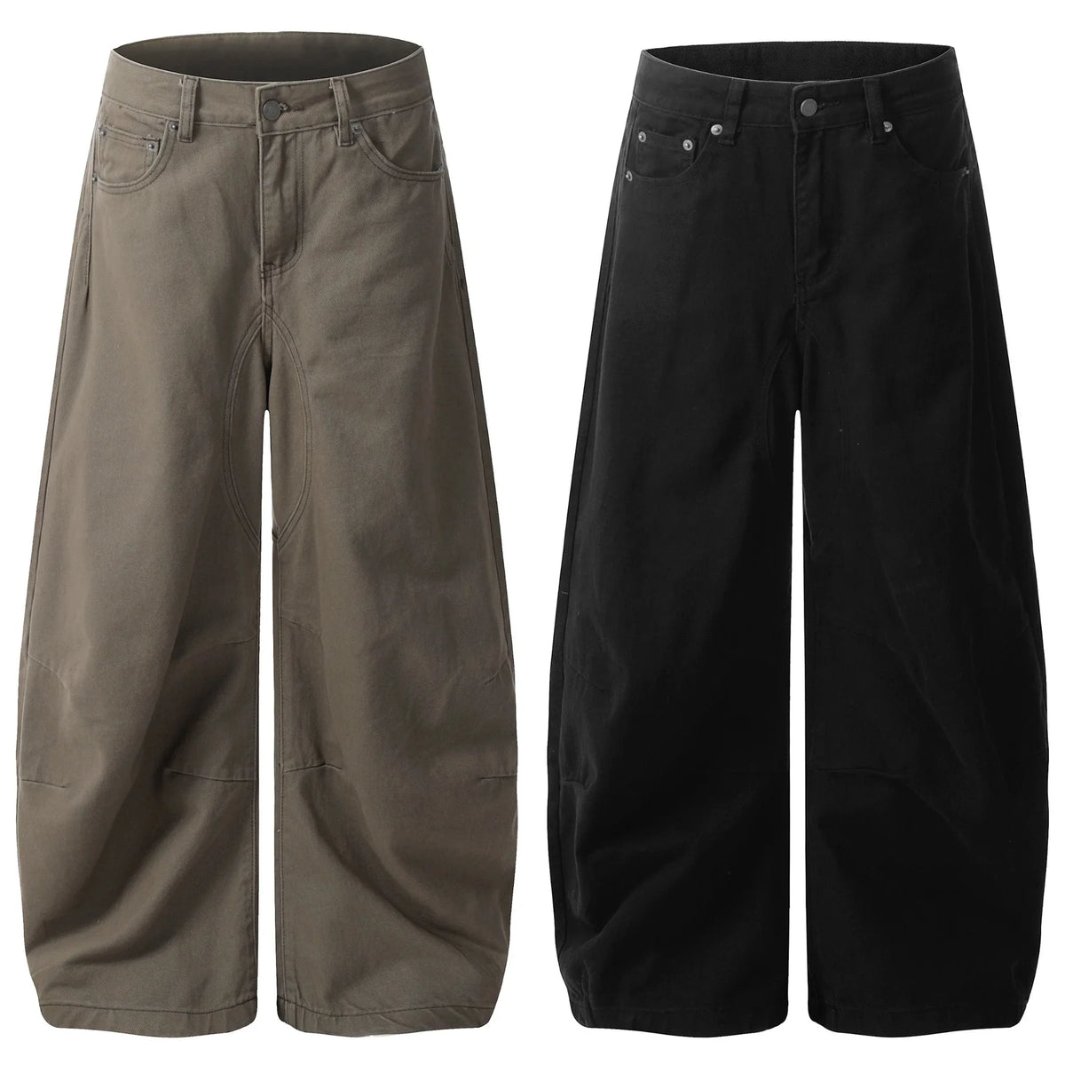 Sculpted Wide-Leg Canvas Pants