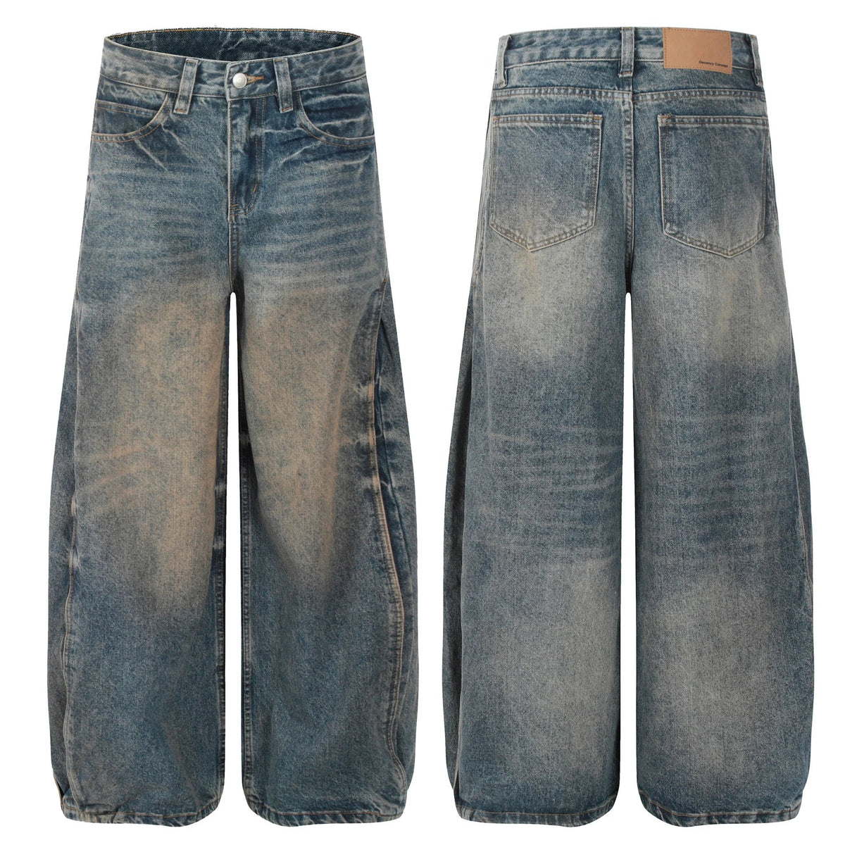 Sand-Washed Barrel Jeans