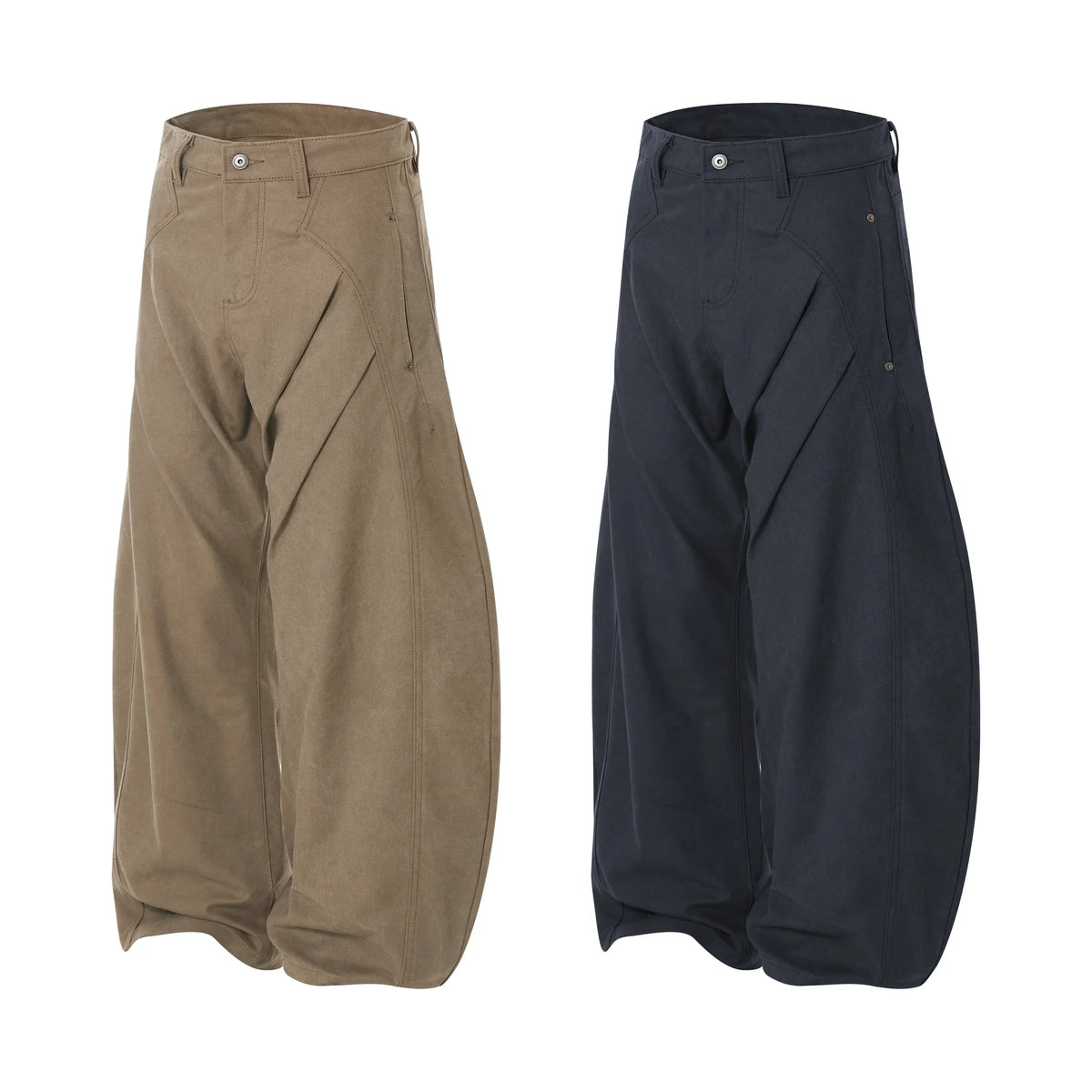 3D Curved Panel Wide-Leg Pants