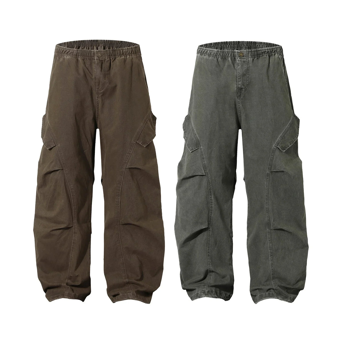 Curved-Pocket Baggy Cargo Pants