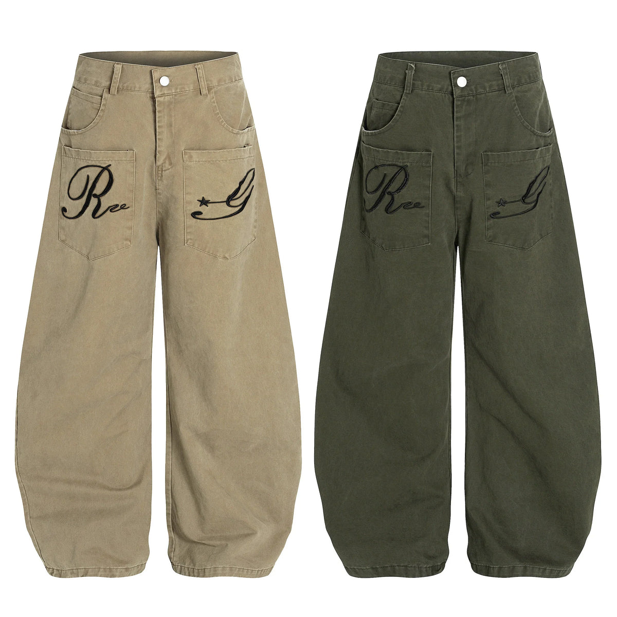 Retro Embroidered Balloon Jeans