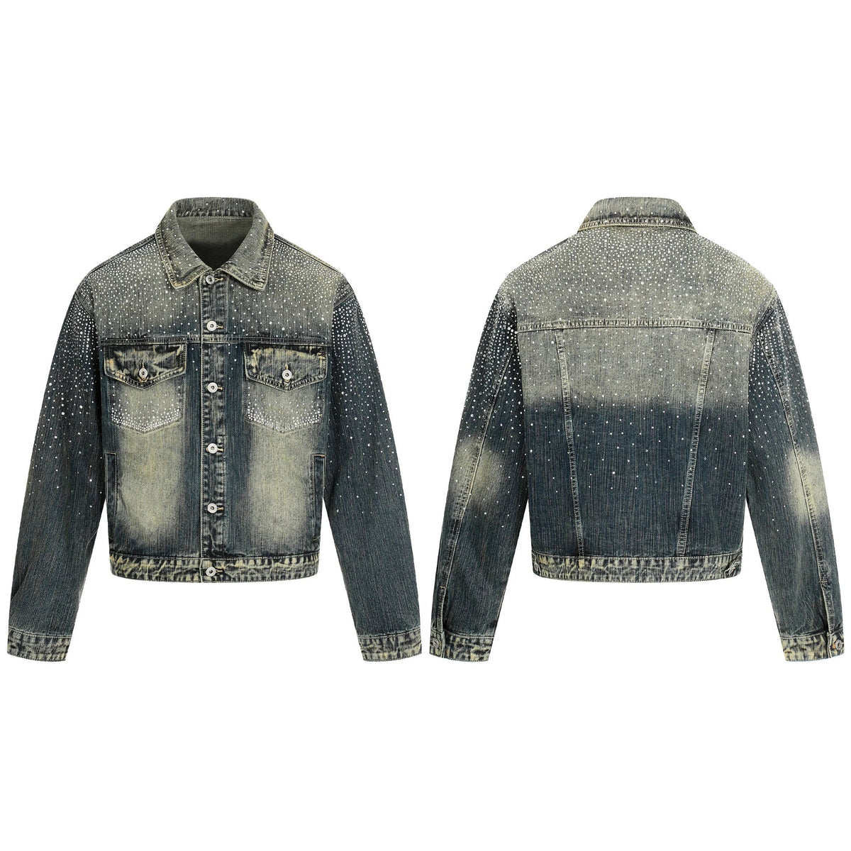 Rhinestone Gradient Denim Jacket