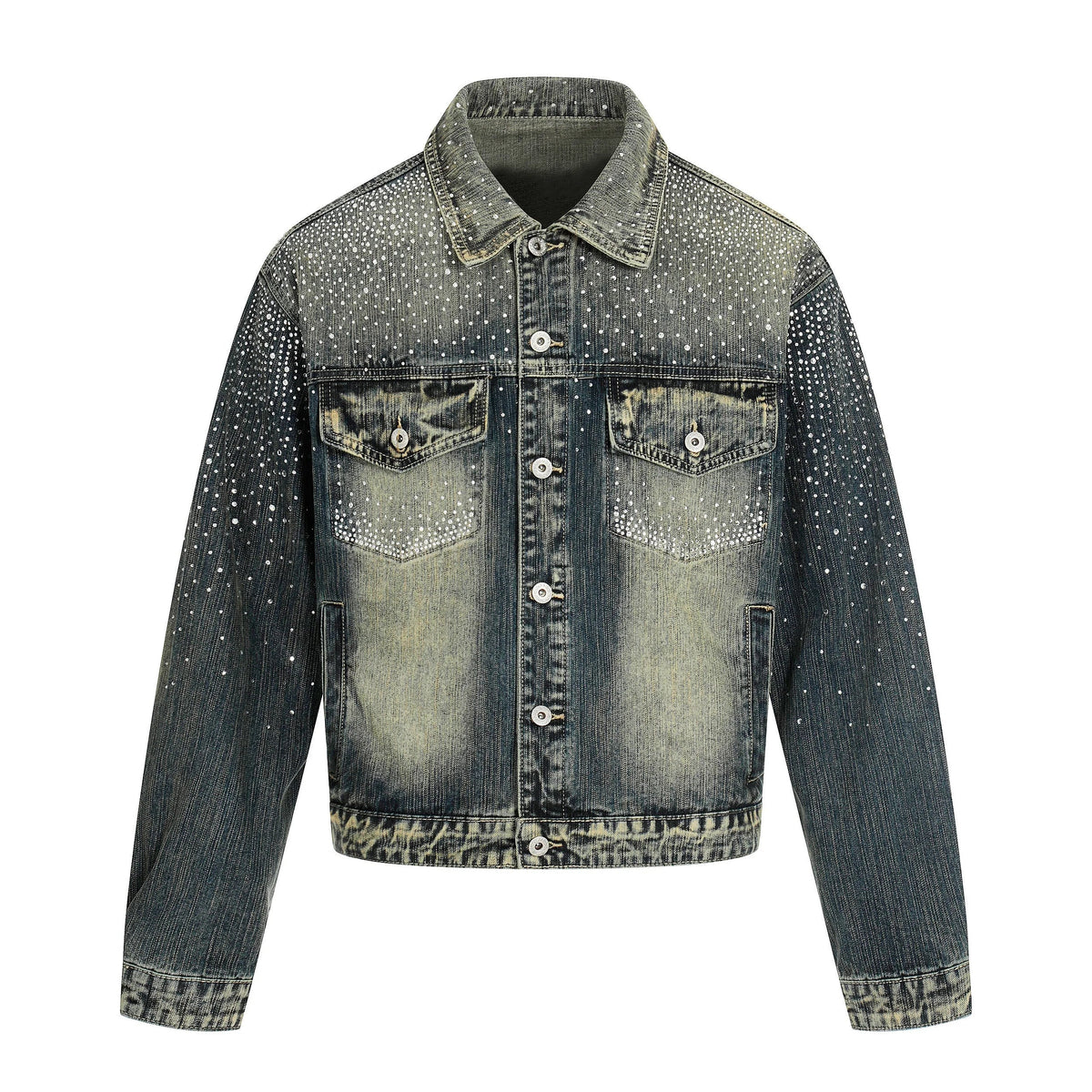 Rhinestone Gradient Denim Jacket