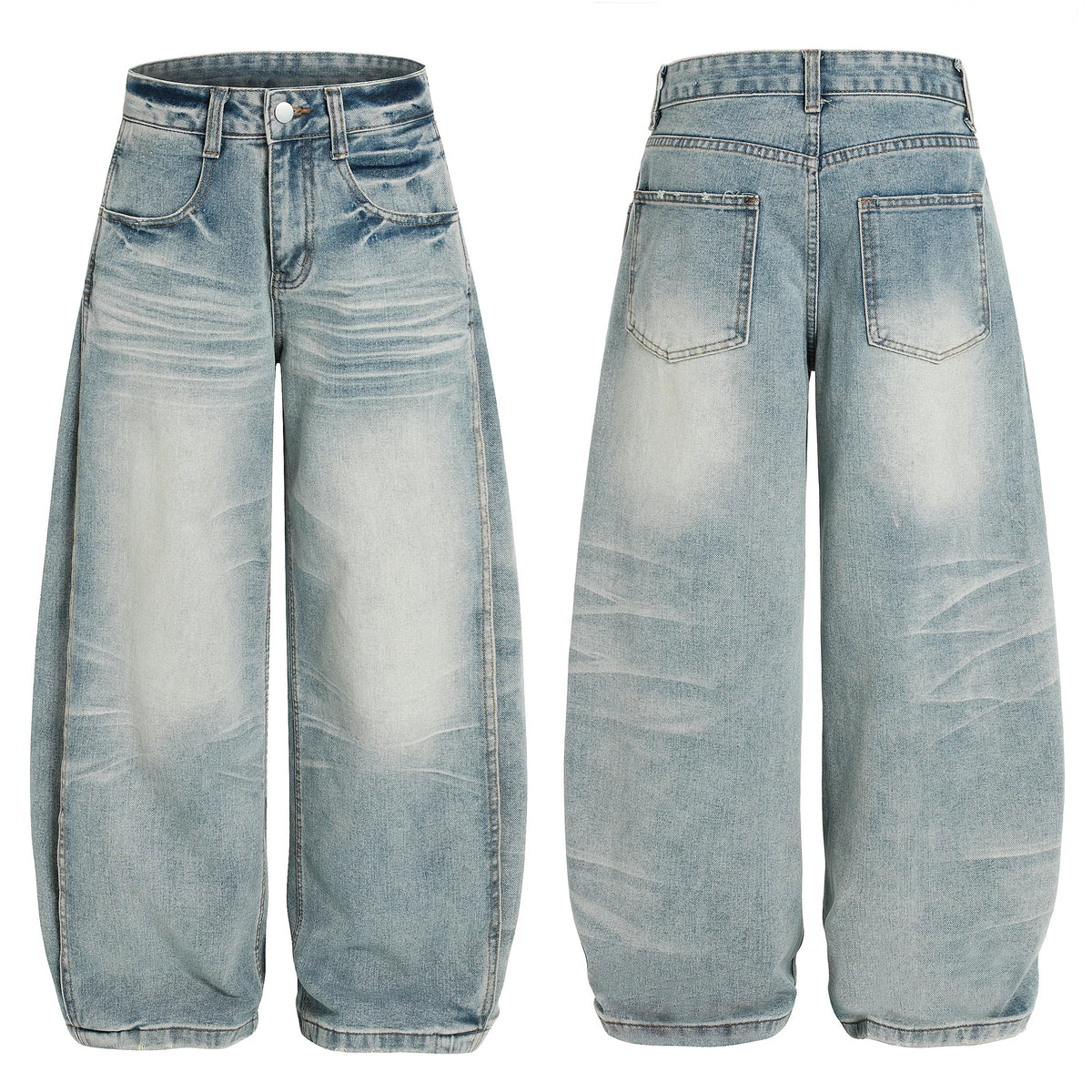 Vintage Fade Wide-Leg Denim Pants