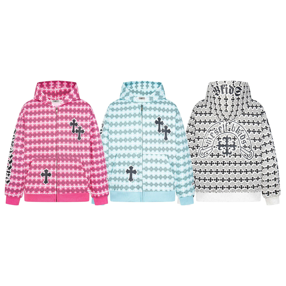 Gothic Pattern Full-Zip Hoodie